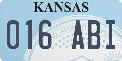 KS license plate 016ABI