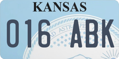 KS license plate 016ABK