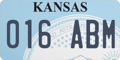 KS license plate 016ABM