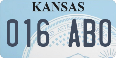 KS license plate 016ABO