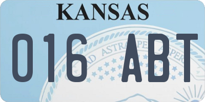 KS license plate 016ABT
