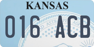 KS license plate 016ACB