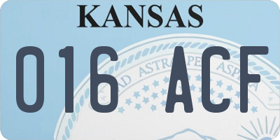 KS license plate 016ACF