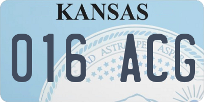 KS license plate 016ACG