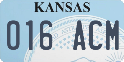 KS license plate 016ACM