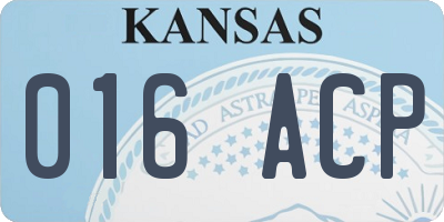 KS license plate 016ACP