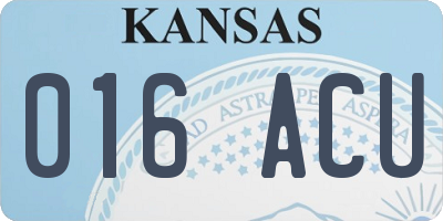 KS license plate 016ACU