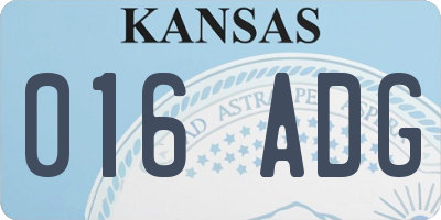 KS license plate 016ADG