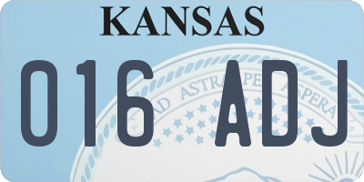 KS license plate 016ADJ