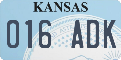 KS license plate 016ADK