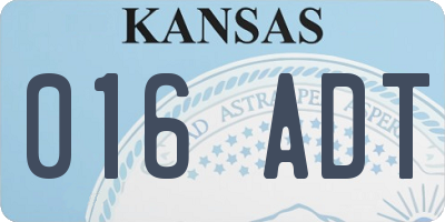 KS license plate 016ADT