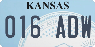 KS license plate 016ADW