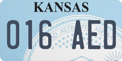 KS license plate 016AED