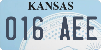 KS license plate 016AEE