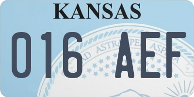 KS license plate 016AEF