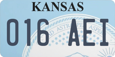 KS license plate 016AEI