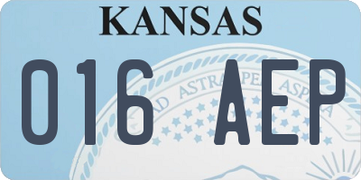 KS license plate 016AEP