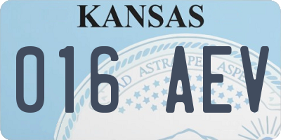KS license plate 016AEV