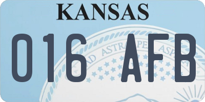 KS license plate 016AFB