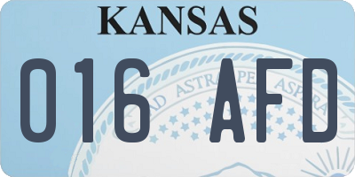 KS license plate 016AFD