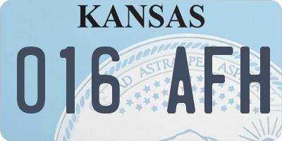 KS license plate 016AFH