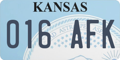 KS license plate 016AFK