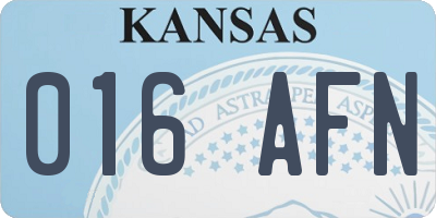 KS license plate 016AFN