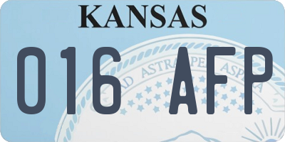 KS license plate 016AFP