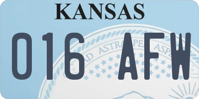 KS license plate 016AFW