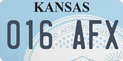 KS license plate 016AFX
