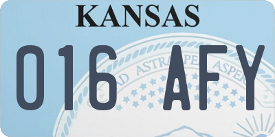 KS license plate 016AFY