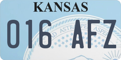 KS license plate 016AFZ