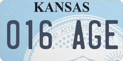 KS license plate 016AGE
