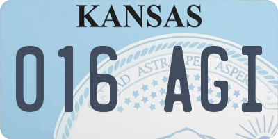 KS license plate 016AGI