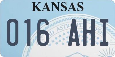 KS license plate 016AHI