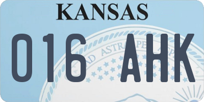 KS license plate 016AHK