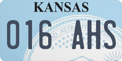 KS license plate 016AHS