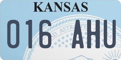 KS license plate 016AHU