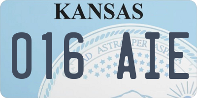 KS license plate 016AIE