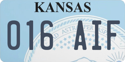 KS license plate 016AIF