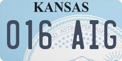KS license plate 016AIG