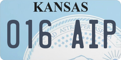 KS license plate 016AIP