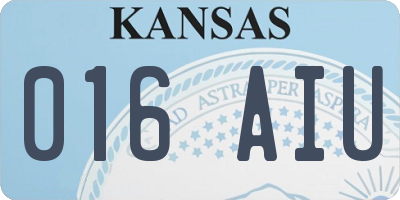 KS license plate 016AIU
