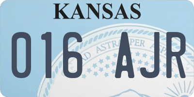 KS license plate 016AJR