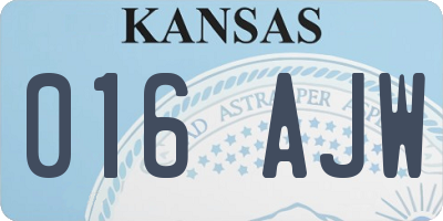 KS license plate 016AJW