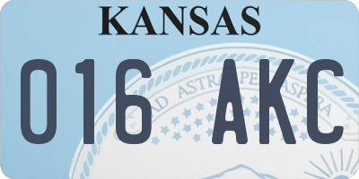 KS license plate 016AKC