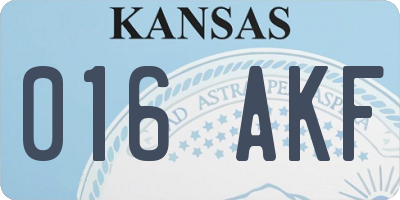 KS license plate 016AKF