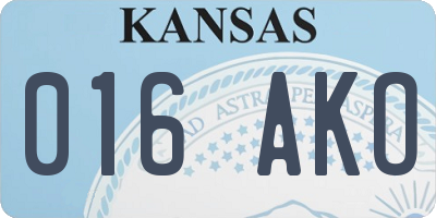 KS license plate 016AKO