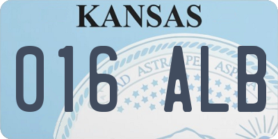 KS license plate 016ALB