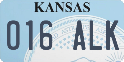 KS license plate 016ALK
